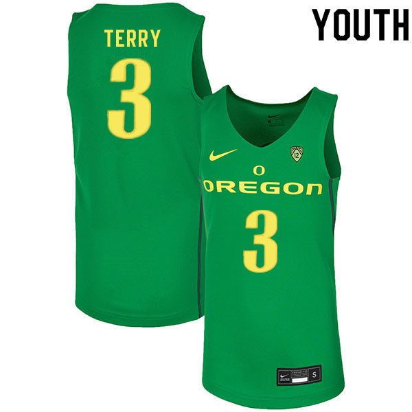 Youth #3 Jalen Terry Oregon Ducks College Basketball Jerseys Sale-Green